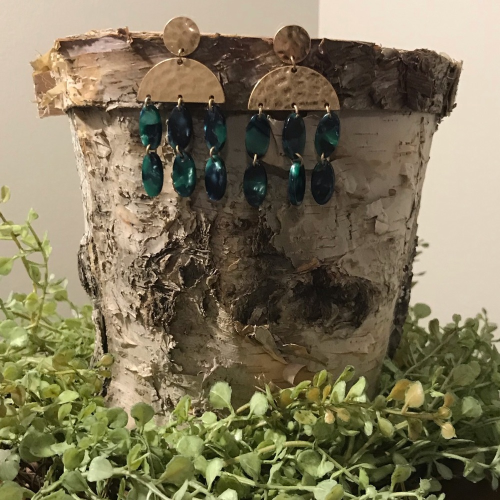 Gold and Green Earrings